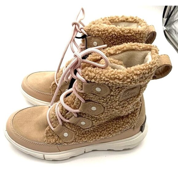 Sorel Womens  8.5 Waterproof Insulated Suede & Sherpa Boots Beige NWT - Picture 8 of 8